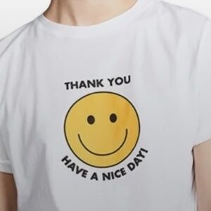 KULE White Tee with Yellow Smiley